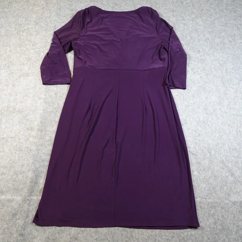 Ralph Lauren Dress Womens 18? Jersey‎ Sheath Midi Purple Ruched Surplice
